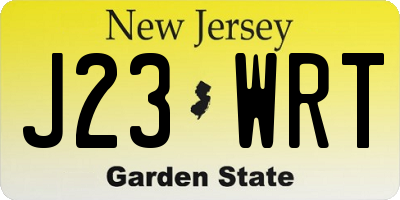 NJ license plate J23WRT