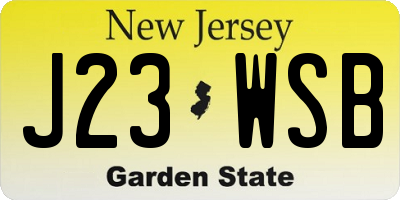 NJ license plate J23WSB