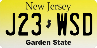 NJ license plate J23WSD