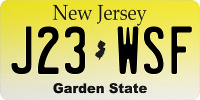 NJ license plate J23WSF