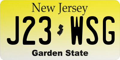 NJ license plate J23WSG