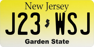 NJ license plate J23WSJ