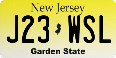 NJ license plate J23WSL