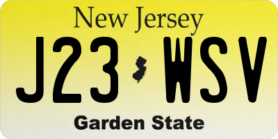 NJ license plate J23WSV