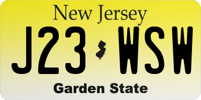 NJ license plate J23WSW