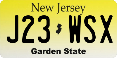 NJ license plate J23WSX