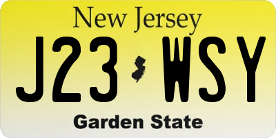 NJ license plate J23WSY