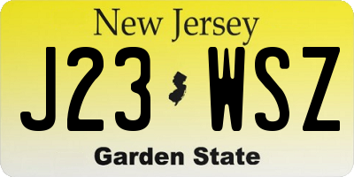 NJ license plate J23WSZ