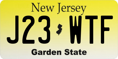 NJ license plate J23WTF