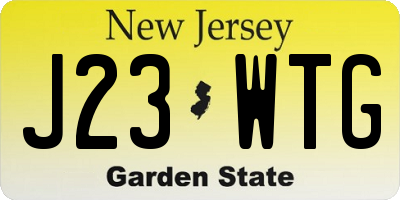 NJ license plate J23WTG