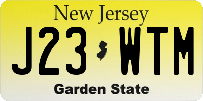 NJ license plate J23WTM