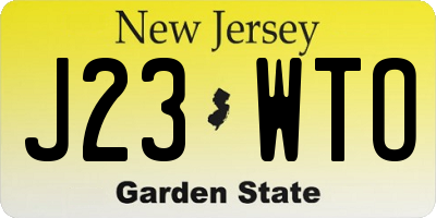 NJ license plate J23WTO