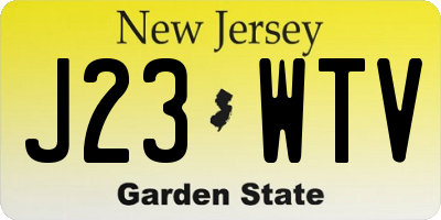NJ license plate J23WTV