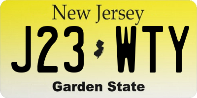 NJ license plate J23WTY