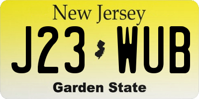 NJ license plate J23WUB