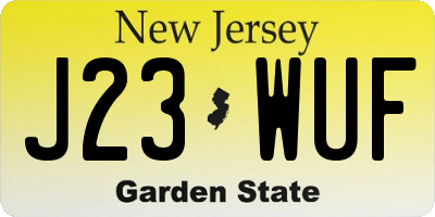 NJ license plate J23WUF