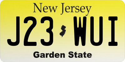 NJ license plate J23WUI