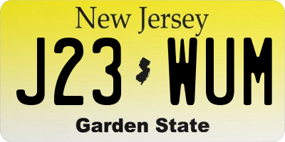 NJ license plate J23WUM
