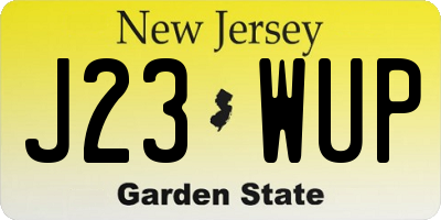NJ license plate J23WUP