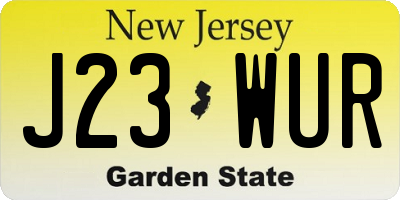 NJ license plate J23WUR