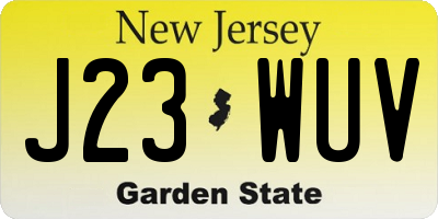 NJ license plate J23WUV