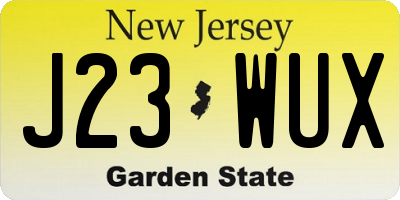 NJ license plate J23WUX