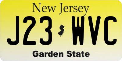 NJ license plate J23WVC