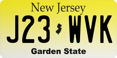 NJ license plate J23WVK