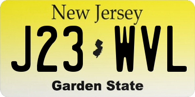 NJ license plate J23WVL