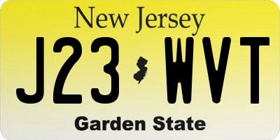 NJ license plate J23WVT