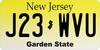 NJ license plate J23WVU