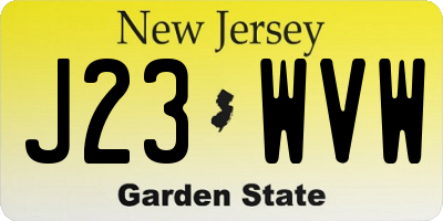 NJ license plate J23WVW