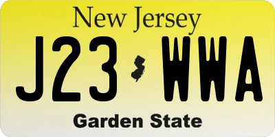 NJ license plate J23WWA