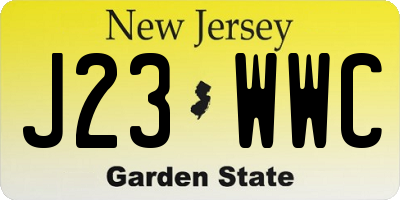 NJ license plate J23WWC