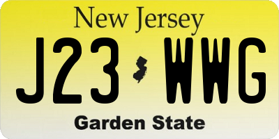 NJ license plate J23WWG