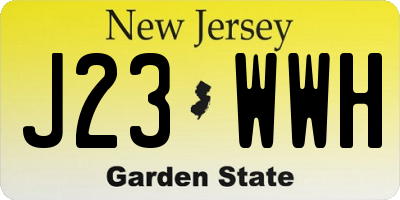 NJ license plate J23WWH