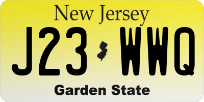 NJ license plate J23WWQ