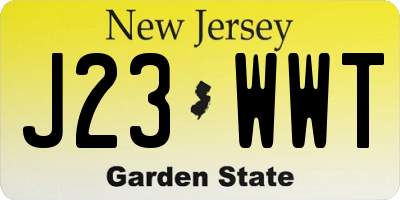 NJ license plate J23WWT