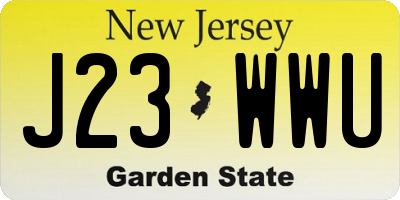 NJ license plate J23WWU
