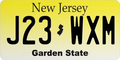 NJ license plate J23WXM