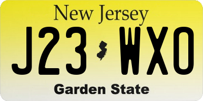 NJ license plate J23WXO