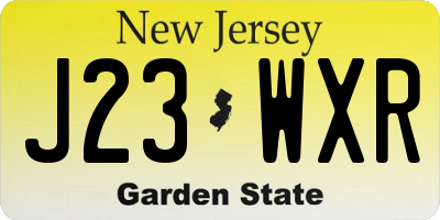 NJ license plate J23WXR