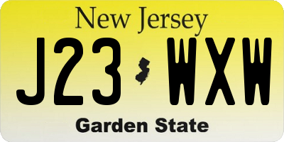 NJ license plate J23WXW
