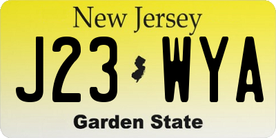 NJ license plate J23WYA