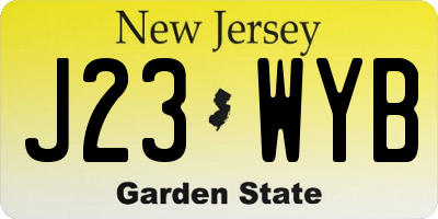 NJ license plate J23WYB