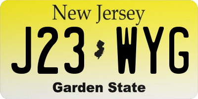 NJ license plate J23WYG