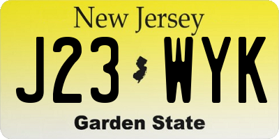 NJ license plate J23WYK