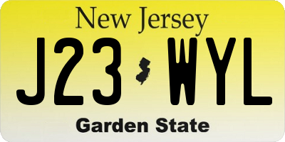 NJ license plate J23WYL