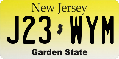 NJ license plate J23WYM