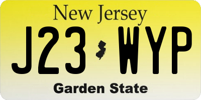 NJ license plate J23WYP